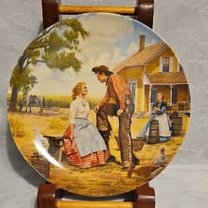 Knowles Rustic Country Scene Plate with Yellow and Brown